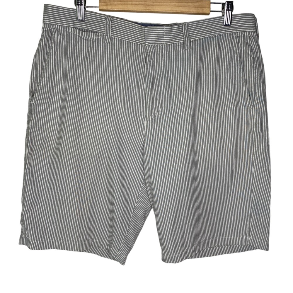 J Crew Club mens gray striped chino shorts size 34